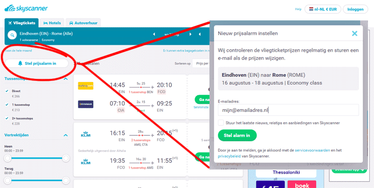 Prijsalarm instellen