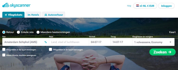 Skyscanner vliegtickets zoeken