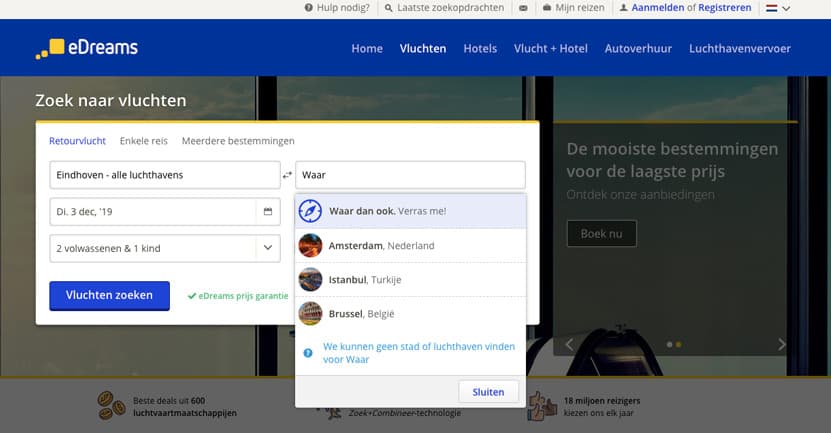 Vliegtickets zoeken bij eDreams